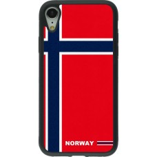 Coque iPhone XR - Silicone rigide noir Maillot de football Norvège 2026 personnalisable