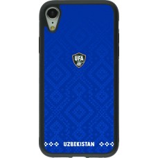 Coque iPhone XR - Silicone rigide noir Maillot de football Ouzbékistan 2026 personnalisable