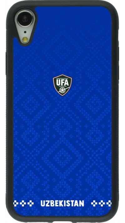Coque iPhone XR - Silicone rigide noir Maillot de football Ouzbékistan 2026 personnalisable