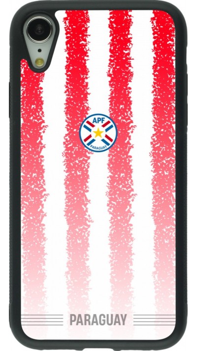 Coque iPhone XR - Silicone rigide noir Maillot de football Paraguay 2026 personnalisable