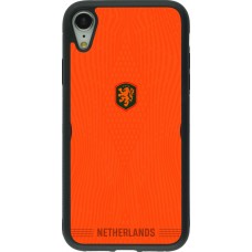 Coque iPhone XR - Silicone rigide noir Maillot de football Pays-Bas 2026 personnalisable