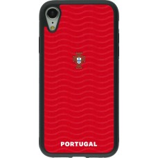 Coque iPhone XR - Silicone rigide noir Maillot de football Portugal 2026 personnalisable