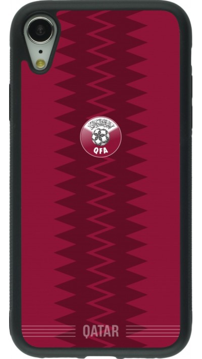 Coque iPhone XR - Silicone rigide noir Maillot de football Qatar 2026 personnalisable