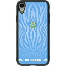 Coque iPhone XR - Silicone rigide noir Maillot de football RD Congo 2026 personnalisable