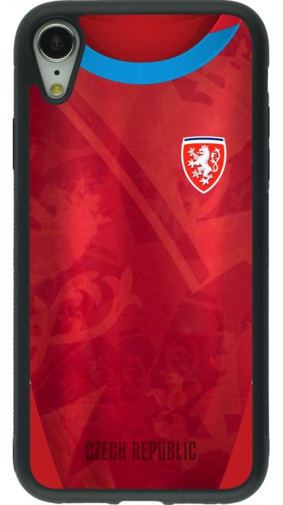 Coque iPhone XR - Silicone rigide noir Maillot de football République Tchèque personnalisable