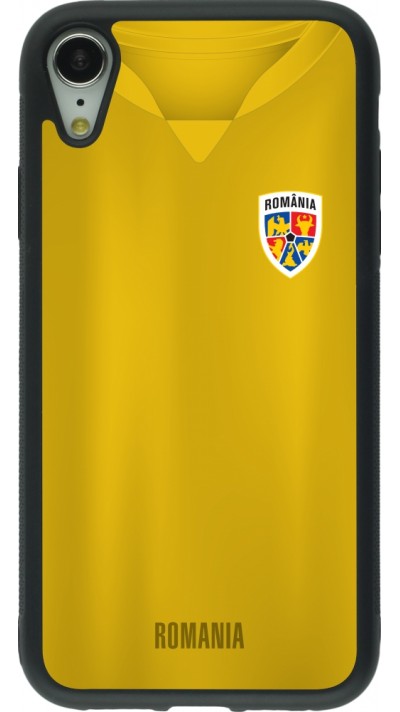 Coque iPhone XR - Silicone rigide noir Maillot de football Roumanie