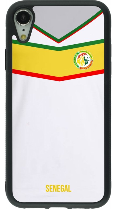 Coque iPhone XR - Silicone rigide noir Maillot de football Senegal 2022 personnalisable