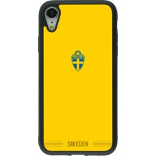 Coque iPhone XR - Silicone rigide noir Maillot de football Suède 2026 personnalisable