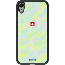 Coque iPhone XR - Silicone rigide noir Maillot de football Suisse Away 2026 personnalisable