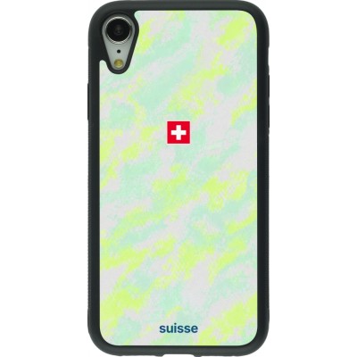 Coque iPhone XR - Silicone rigide noir Maillot de football Suisse Away 2026 personnalisable