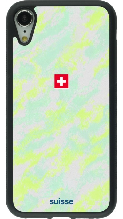 Coque iPhone XR - Silicone rigide noir Maillot de football Suisse Away 2026 personnalisable