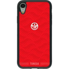Coque iPhone XR - Silicone rigide noir Maillot de football Tunisie 2026 personnalisable