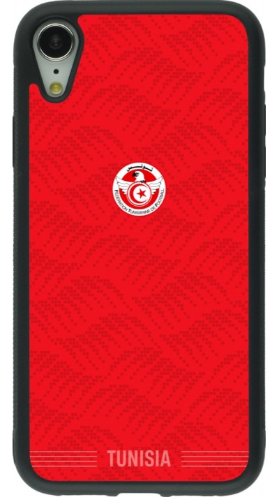 Coque iPhone XR - Silicone rigide noir Maillot de football Tunisie 2026 personnalisable