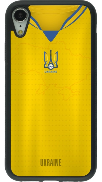 Coque iPhone XR - Silicone rigide noir Maillot de football Ukraine