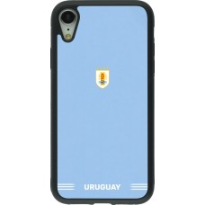 Coque iPhone XR - Silicone rigide noir Maillot de football Uruguay 2026 personnalisable