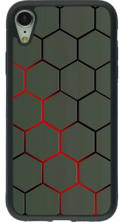 Coque iPhone XR - Silicone rigide noir Geometric Line red