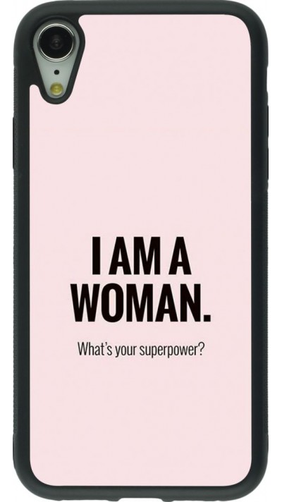 Coque iPhone XR - Silicone rigide noir I am a woman