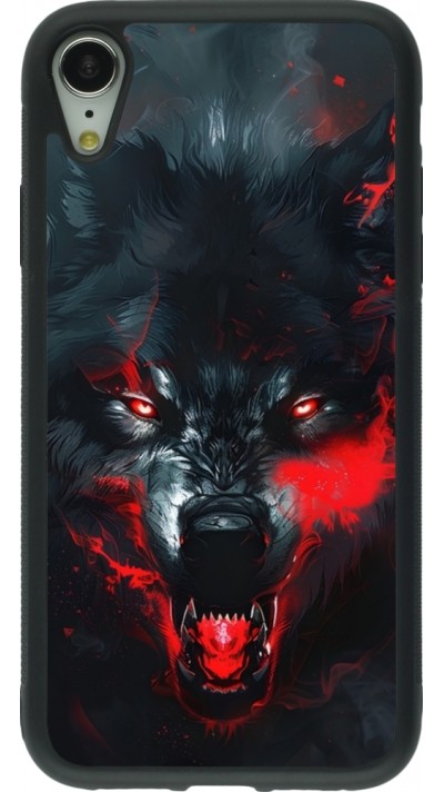 Coque iPhone XR - Silicone rigide noir Halloween 2024 mad werewolf