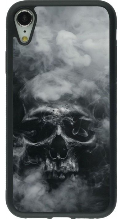 Coque iPhone XR - Silicone rigide noir Halloween 2024 smoky skull