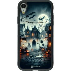 iPhone XR Case Hülle - Silikon schwarz Halloween Spukstadt