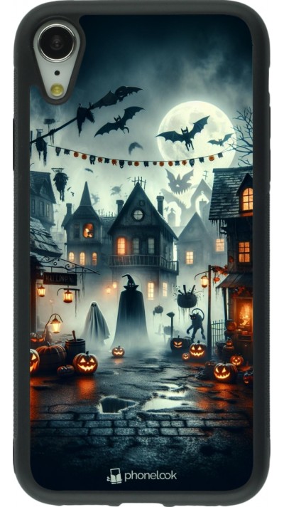 Coque iPhone XR - Silicone rigide noir Halloween Spookville
