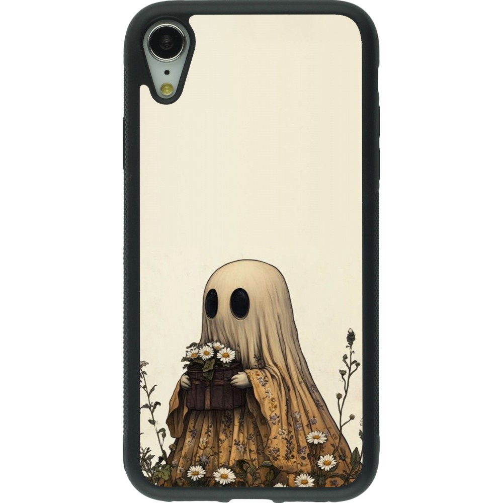 Coque iPhone XR - Silicone rigide noir Halloween 2025 Ghost gardener