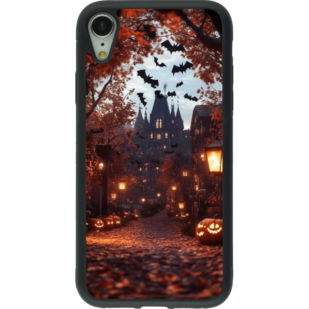 iPhone XR Case Hülle - Silikon schwarz Halloween 2025 Haunted house