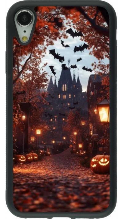 Coque iPhone XR - Silicone rigide noir Halloween 2025 Haunted house