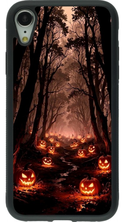 Coque iPhone XR - Silicone rigide noir Halloween 2025 Road of Terrifying Pumpkins