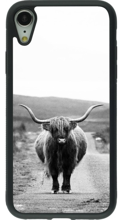 Coque iPhone XR - Silicone rigide noir Highland cattle
