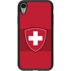 Coque iPhone XR - Silicone rigide noir Hockey World Championship Ecusson Suisse