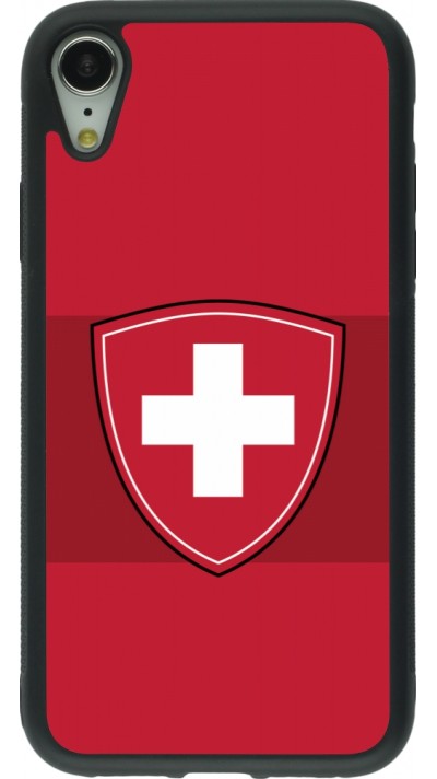 Coque iPhone XR - Silicone rigide noir Hockey World Championship Ecusson Suisse