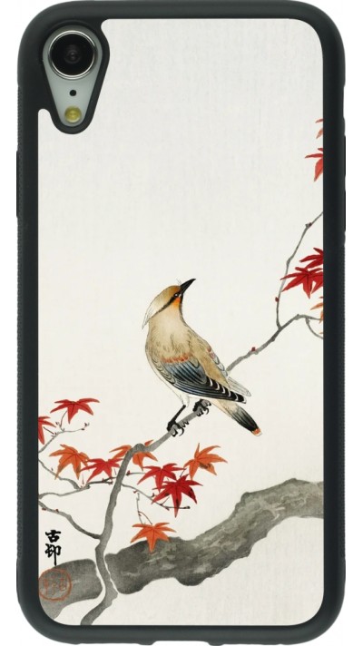 Coque iPhone XR - Silicone rigide noir Japanese Bird