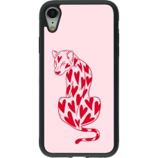 iPhone XR Case Hülle - Silikon schwarz Leopard with hearts 2026