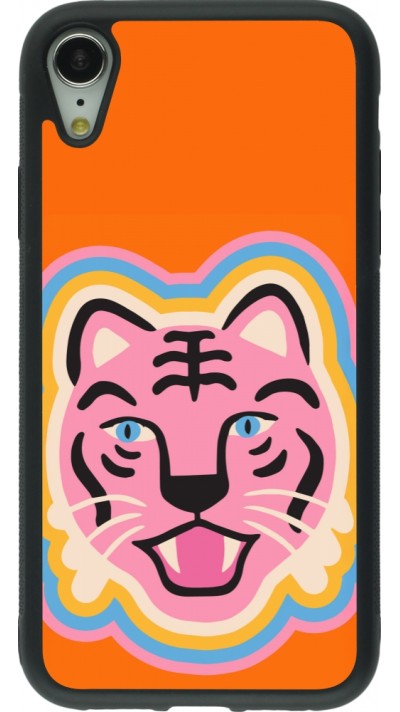 Coque iPhone XR - Silicone rigide noir Lion colors 2026
