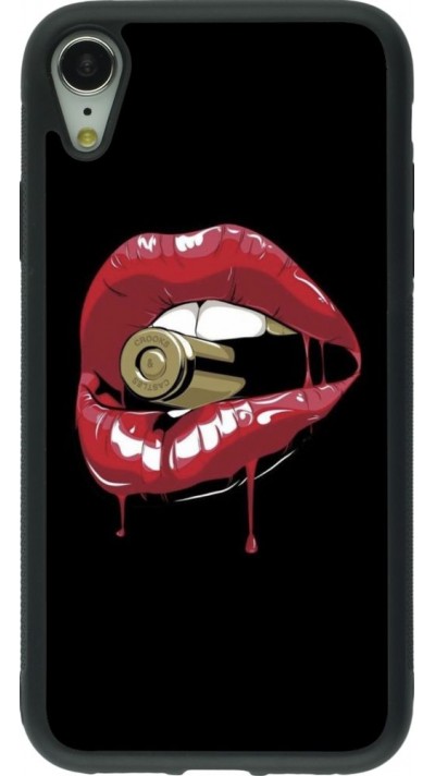 Coque iPhone XR - Silicone rigide noir Lips bullet