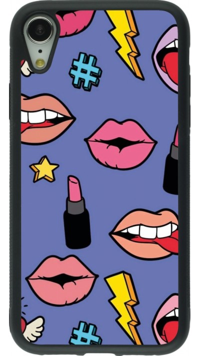 Coque iPhone XR - Silicone rigide noir Lips and lipgloss