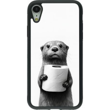 Coque iPhone XR - Silicone rigide noir Loutre papier de toilette