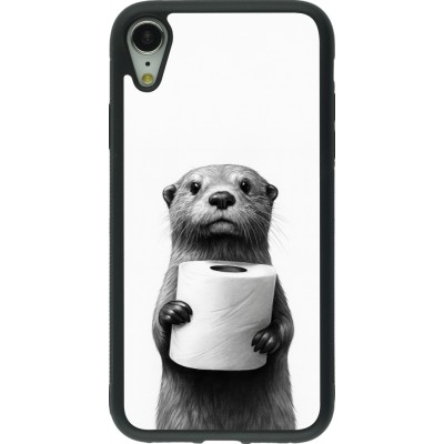 Coque iPhone XR - Silicone rigide noir Loutre papier de toilette