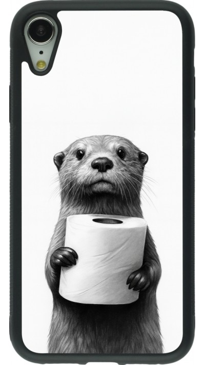 Coque iPhone XR - Silicone rigide noir Loutre papier de toilette