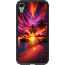 iPhone XR Case Hülle - Silikon schwarz Malediven Abenddämmerung Glückseligkeit