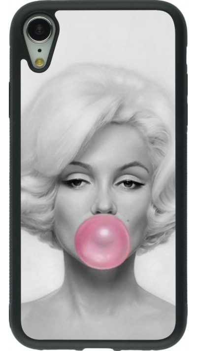 Coque iPhone XR - Silicone rigide noir Marilyn Bubble