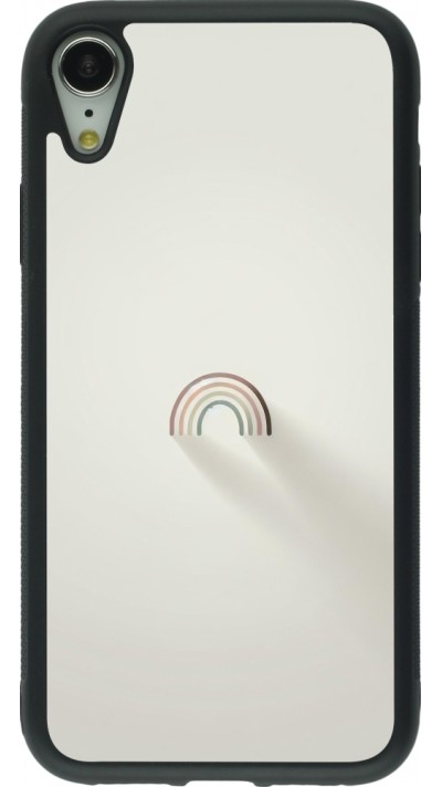 Coque iPhone XR - Silicone rigide noir Mini Rainbow Minimal
