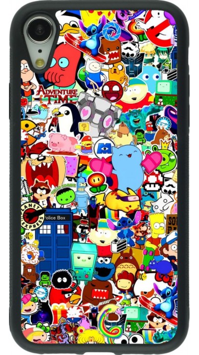 Coque iPhone XR - Silicone rigide noir Mixed cartoons