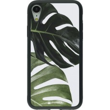 Coque iPhone XR - Silicone rigide noir Monstera Plant