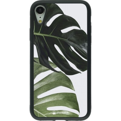 Coque iPhone XR - Silicone rigide noir Monstera Plant