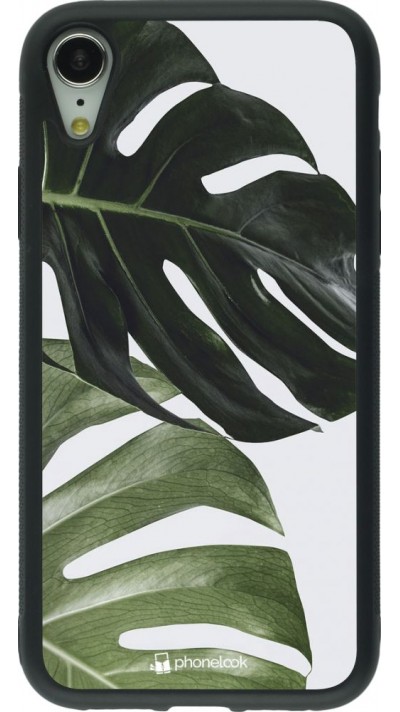 Coque iPhone XR - Silicone rigide noir Monstera Plant