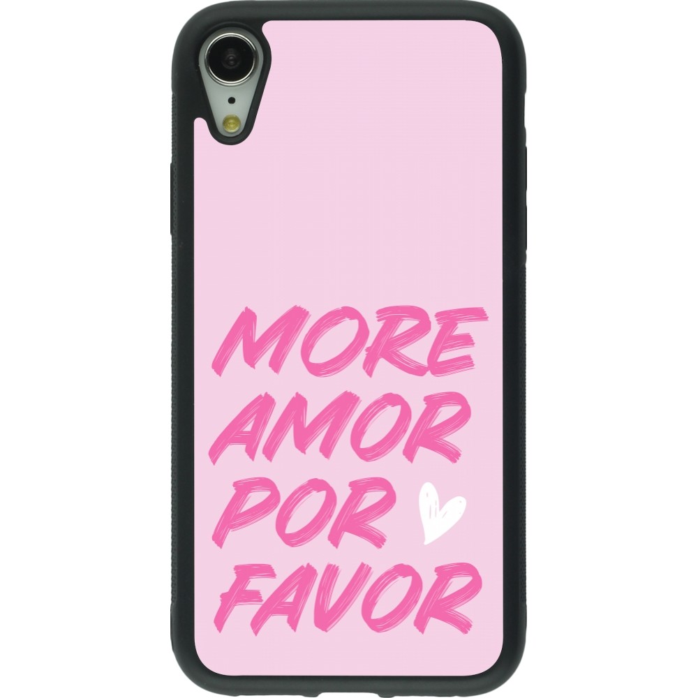 Coque iPhone XR - Silicone rigide noir More amor porfavor
