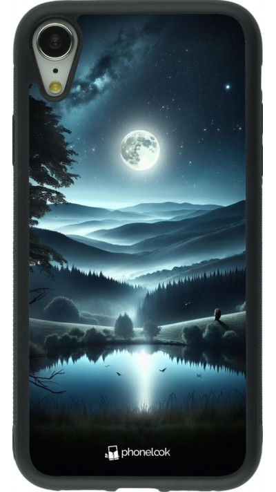 Coque iPhone XR - Silicone rigide noir Night Sky View