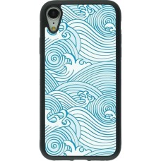 Coque iPhone XR - Silicone rigide noir Ocean Waves